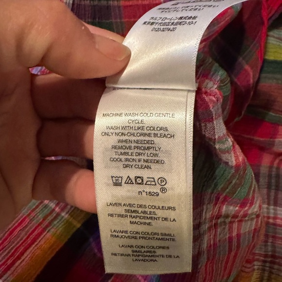 Ralph Lauren plaid crinkle, cotton sleeveless wrap dress size 12 - Picture 9 of 11